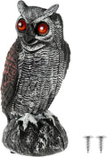 Solar Owl Decoys, Owl Bird Deterrent to Scare Birds Away with Red Flashing Eyes & Scaring Sound