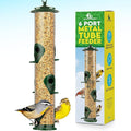 Gray Bunny Metal Bird Feeders for Outdoors Hanging, 6-Port